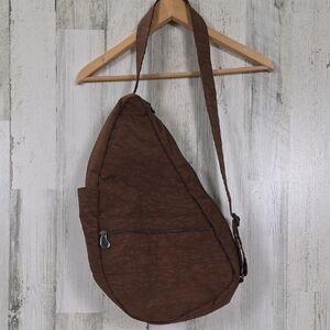 Ameribag Healthy Back Bag Brown Sling Messenger Bag Crossbody Lots Of Pockets